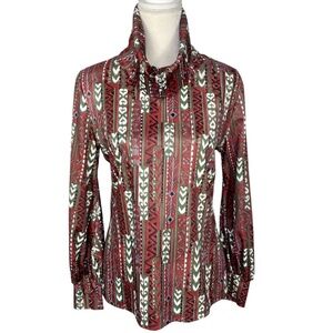 1970's Lucky Tops Southwestern Turtleneck Blouse
